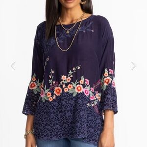 Johnny Was Brixley Navy Floral Embroidered Tunics